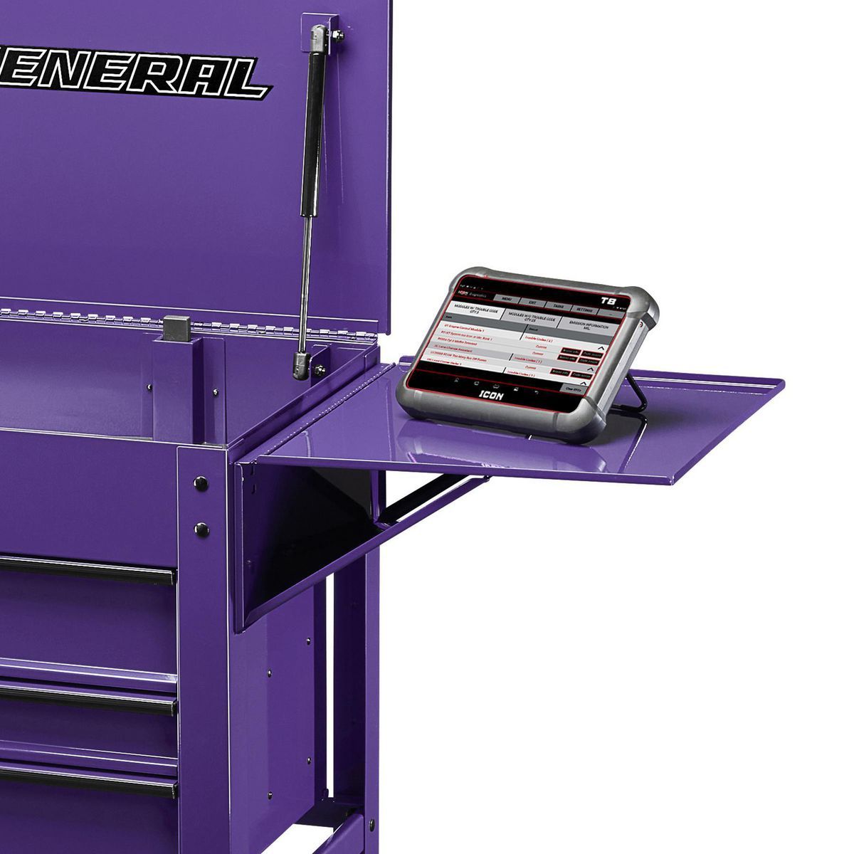 Charola lateral general de EE. UU. para el carro de mecánico de 5 cajones y el carro de banco completo de 6 cajones, morado - 70694