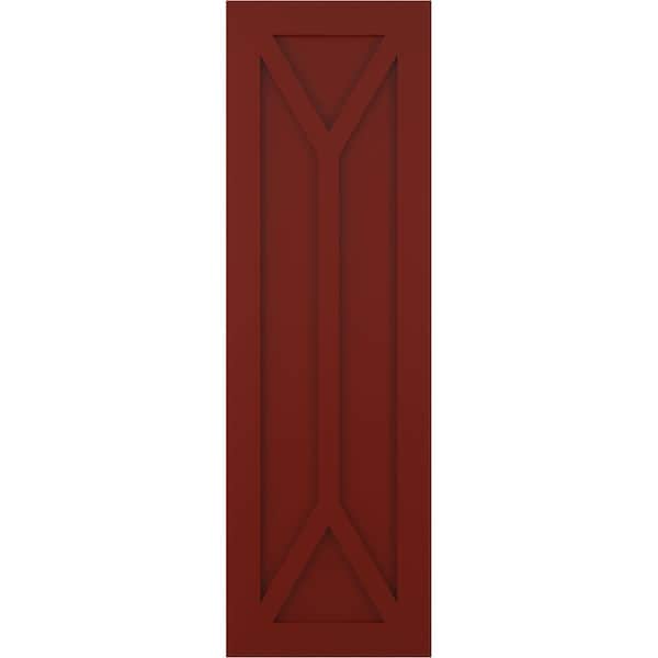Ekena Millwork True Fit PVC San Carlos Mission Style Fixed Mount Shutters, Pepper Red, 15W x 79H, PR - TFP001SC15X079MR