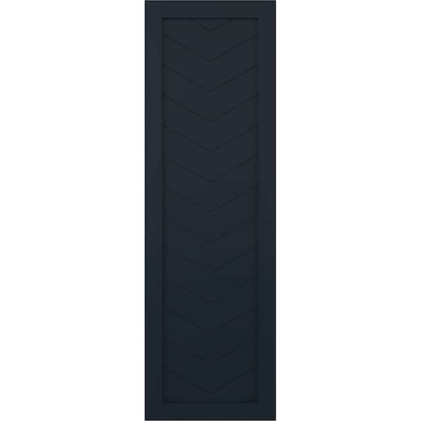Ekena Millwork True Fit PVC Single Panel Chevron Modern Style Fixed Mount Shutters Starless Night Blue, 12"W x 49"H - TFP001CV12X049OB