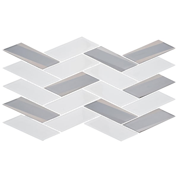 Andova Tiles ANDOVA TILES Flight 2" x 4.25" Glass Herringbone / Chevron Mosaic Wall Tile - ANDFLI385