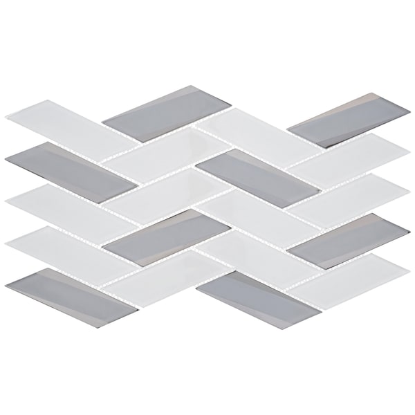 Andova Tiles ANDOVA TILES Flight 2" x 4.25" Glass Herringbone / Chevron Mosaic Wall Tile - ANDFLI385