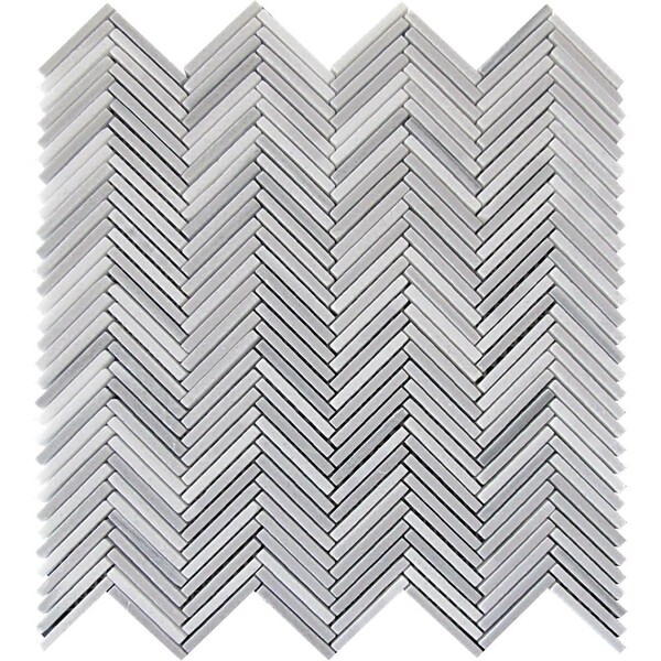 Apollo Tile White; Gray 11 in x 11.4 in Equator Polished Floor and Wall Mosaic Tile 4.35 sqft/case, 5PK - APLMRM88CV06A