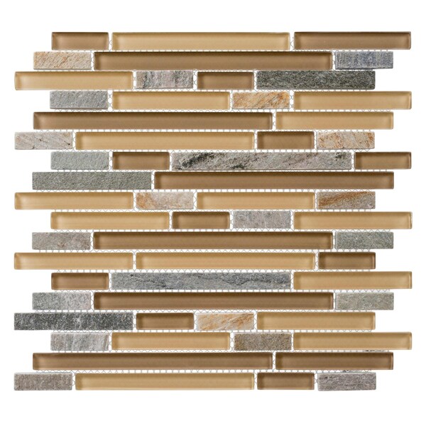 Andova Tiles SAMPLE- 2 in. Straight Edge Glass and Slate Brick Joint Wall & Floor Tile - SAM-ANDWRI858