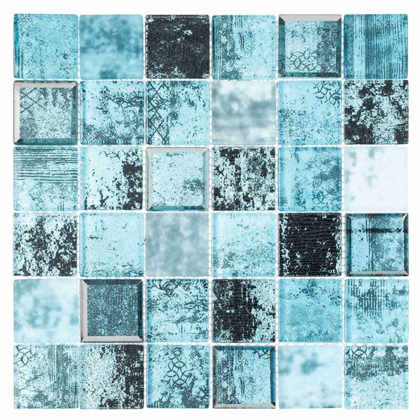 Andova Tiles SAMPLE-Elwood 2 in. x 2 in. Glass Grid Mosaic Wall Tile - SAM-ANDELW873