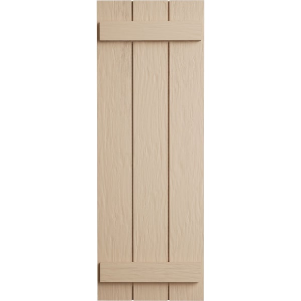 Ekena Millwork Rustic Three Board Joined Board-n-Batten Rough Sawn Faux Wood Shutters, 16 1/2W x 36H, PR - SHUBJS16X36RSPR