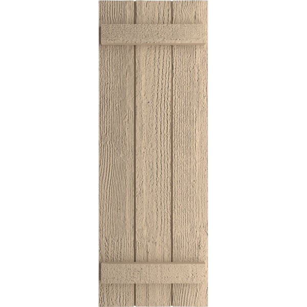 Ekena Millwork Rustic Three Board Joined Board-n-Batten Rough Sawn Faux Wood Shutters, 16 1/2W x 36H, PR - SHUBJS16X36RSPR