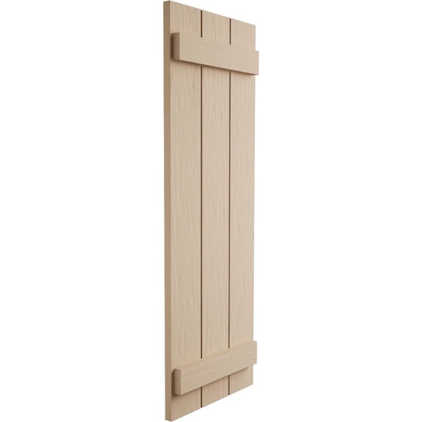 Ekena Millwork Rustic Three Board Joined Board-n-Batten Rough Sawn Faux Wood Shutters, 16 1/2W x 36H, PR - SHUBJS16X36RSPR