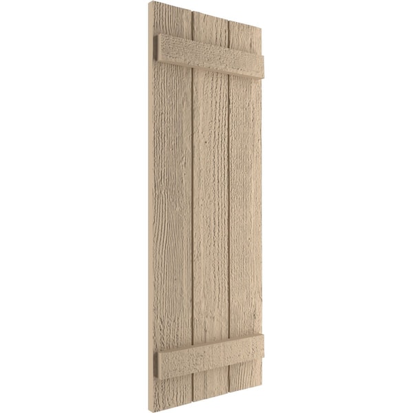 Ekena Millwork Rustic Three Board Joined Board-n-Batten Rough Sawn Faux Wood Shutters, 16 1/2W x 36H, PR - SHUBJS16X36RSPR