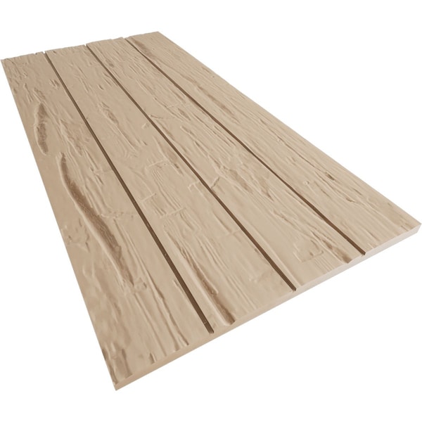 Ekena Millwork Rustic Four Board Joined Board-n-Batten Hand Hewn Faux Wood Shutters w/No Batten, 22W x 76H, PR - SHUBJN22X76HHPR