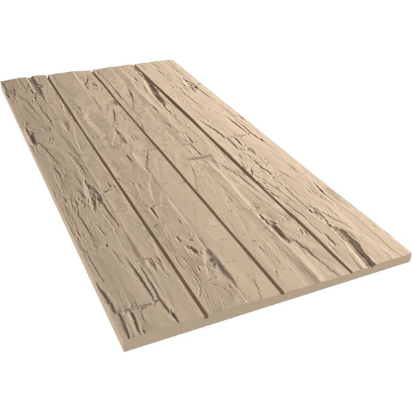 Ekena Millwork Rustic Four Board Joined Board-n-Batten Hand Hewn Faux Wood Shutters w/No Batten, 22W x 76H, PR - SHUBJN22X76HHPR