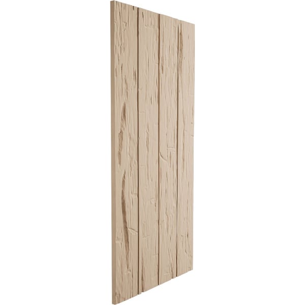Ekena Millwork Rustic Four Board Joined Board-n-Batten Hand Hewn Faux Wood Shutters w/No Batten, 22W x 76H, PR - SHUBJN22X76HHPR