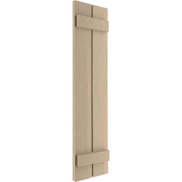 Ekena Millwork Rustic Two Board Spaced Board-n-Batten Rough Cedar Faux Wood Shutters, 11 1/2W x 26H, PR - SHUBSS11X26RCPR