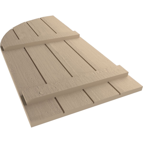 Ekena Millwork Rough Cedar 4 Board Joined Board-n-Batten w/Quarter Round Arch Top Faux Wood Shutters, 22W x 90H, PR - SHUBJQ22X90RCPR