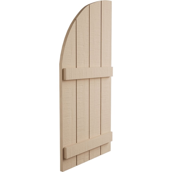 Ekena Millwork Rough Cedar 4 Board Joined Board-n-Batten w/Quarter Round Arch Top Faux Wood Shutters, 22W x 90H, PR - SHUBJQ22X90RCPR