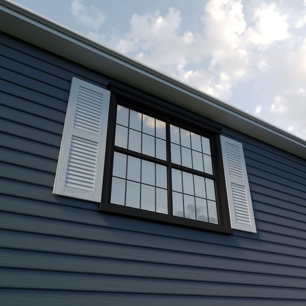 Ekena Millwork Rustic Two Equal Louver Sandblasted Faux Wood Shutters (Per Pair), Primed Tan, 15"W x 28"H - SHULV15X28SDPR