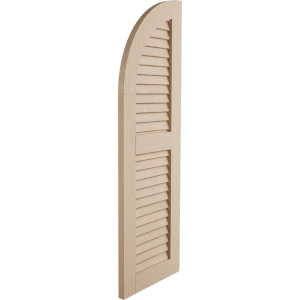 Ekena Millwork Rough Sawn 2 Equal Louver w/Quarter Round Arch Top Faux Wood Shutters, 18W x 66H 48 Low Side, PR - SHULVQ18X66RSPR