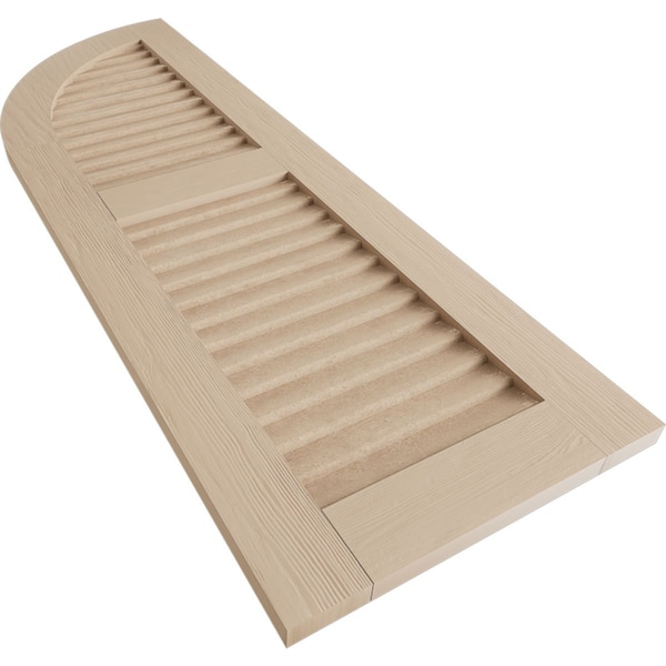 Ekena Millwork Rough Sawn 2 Equal Louver w/Quarter Round Arch Top Faux Wood Shutters, 18W x 66H 48 Low Side, PR - SHULVQ18X66RSPR