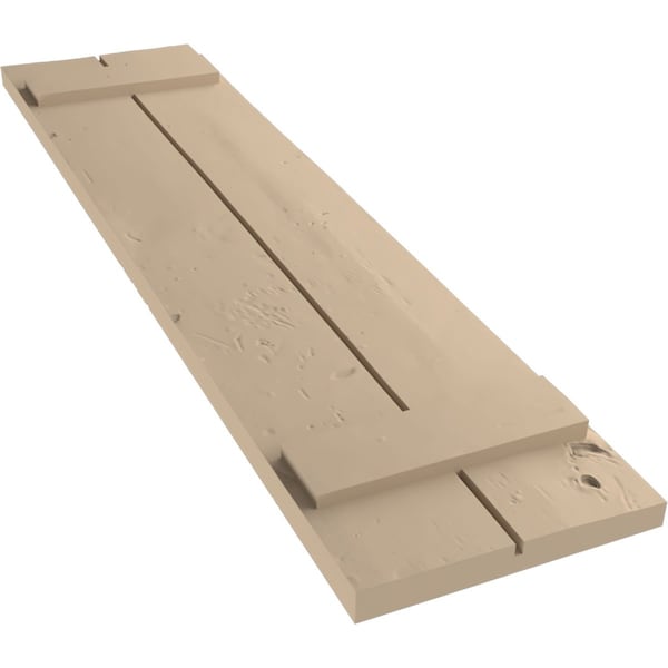 Ekena Millwork Rustic Two Board Joined Board-n-Batten Knotty Pine Faux Wood Shutters, 11W x 32H, PR - SHUBJS11X32KPPR