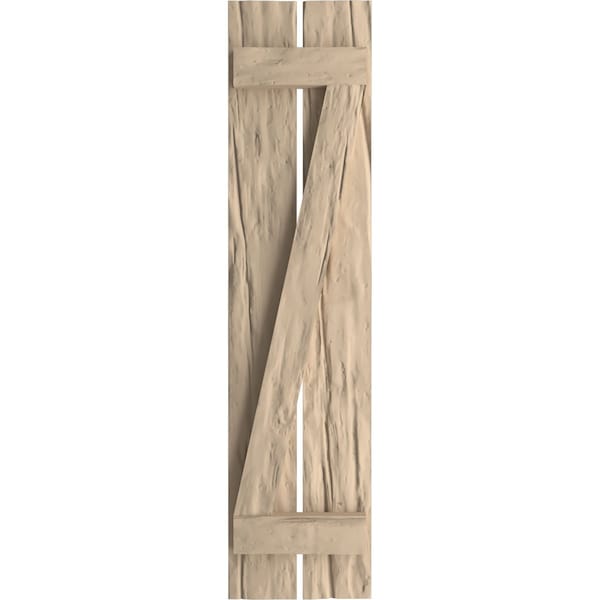 Ekena Millwork Rustic Two Board Spaced Board-n-Batten Riverwood Faux Wood Shutters w/Z-Board, 11 1/2W x 88H, PR - SHUBSZ11X88RWPR