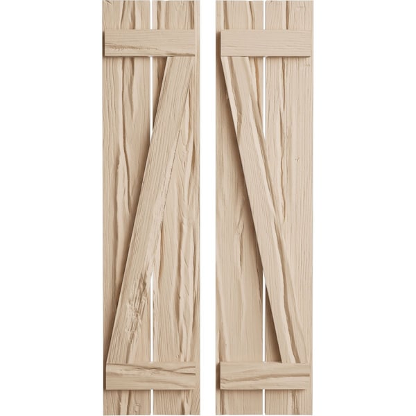 Ekena Millwork Rustic Two Board Spaced Board-n-Batten Riverwood Faux Wood Shutters w/Z-Board, 11 1/2W x 88H, PR - SHUBSZ11X88RWPR
