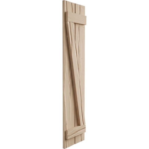 Ekena Millwork Rustic Two Board Spaced Board-n-Batten Riverwood Faux Wood Shutters w/Z-Board, 11 1/2W x 88H, PR - SHUBSZ11X88RWPR