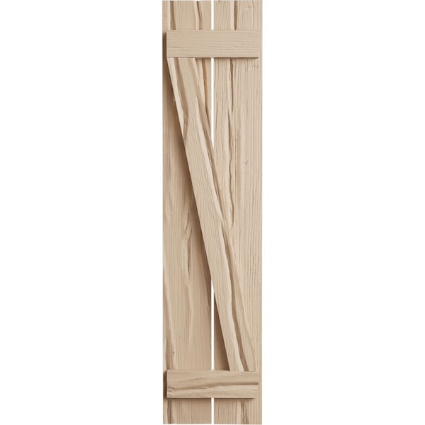 Ekena Millwork Rustic Two Board Spaced Board-n-Batten Riverwood Faux Wood Shutters w/Z-Board, 11 1/2W x 88H, PR - SHUBSZ11X88RWPR