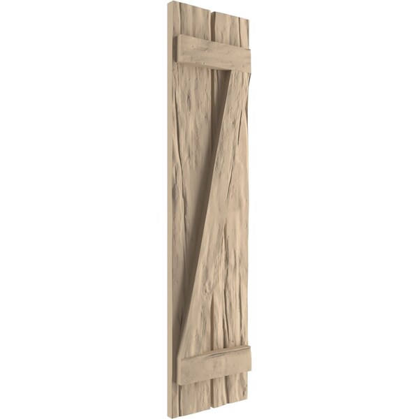 Ekena Millwork Rustic Two Board Spaced Board-n-Batten Riverwood Faux Wood Shutters w/Z-Board, 11 1/2W x 88H, PR - SHUBSZ11X88RWPR
