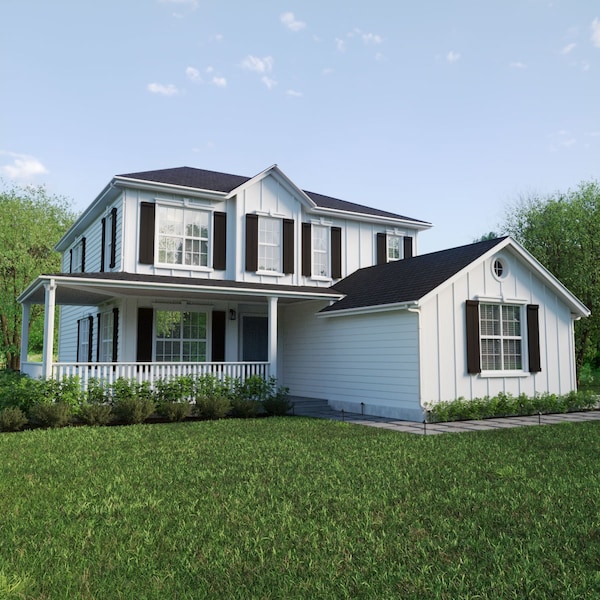 Ekena Millwork Rustic Two Board Joined Board-n-Batten Smooth Faux Wood Shutters w/End Batten, 11W x 62H, PR - SHUBJE11X62SMPR