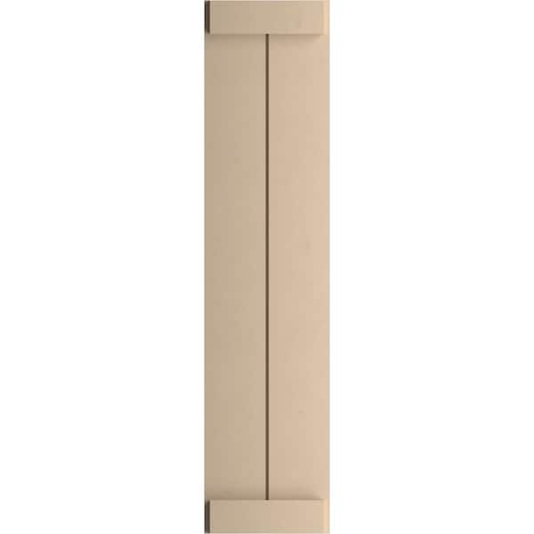 Ekena Millwork Rustic Two Board Joined Board-n-Batten Smooth Faux Wood Shutters w/End Batten, 11W x 62H, PR - SHUBJE11X62SMPR