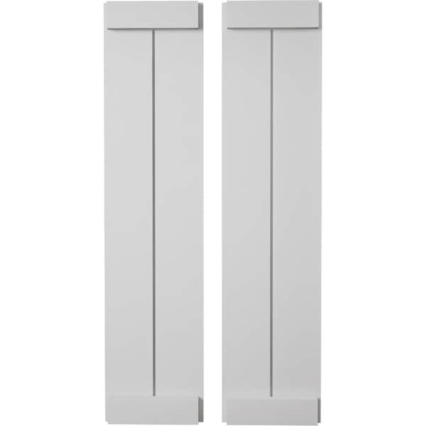 Ekena Millwork Rustic Two Board Joined Board-n-Batten Smooth Faux Wood Shutters w/End Batten, 11W x 62H, PR - SHUBJE11X62SMPR