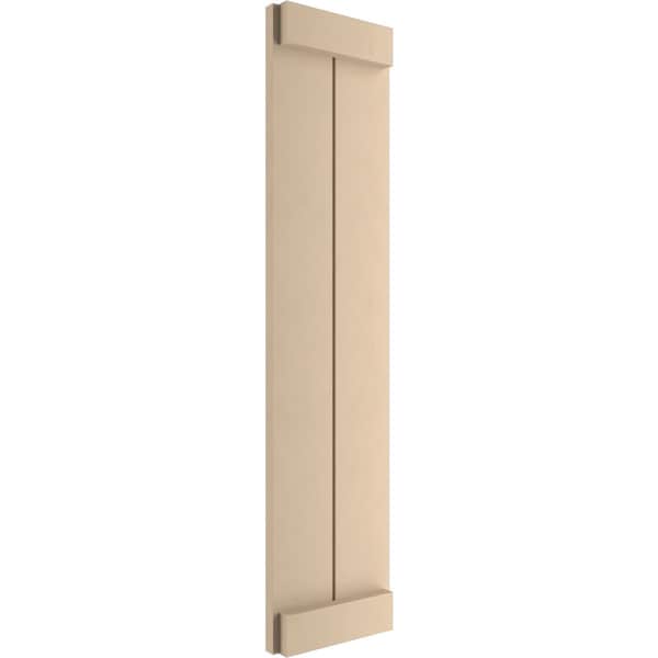 Ekena Millwork Rustic Two Board Joined Board-n-Batten Smooth Faux Wood Shutters w/End Batten, 11W x 62H, PR - SHUBJE11X62SMPR
