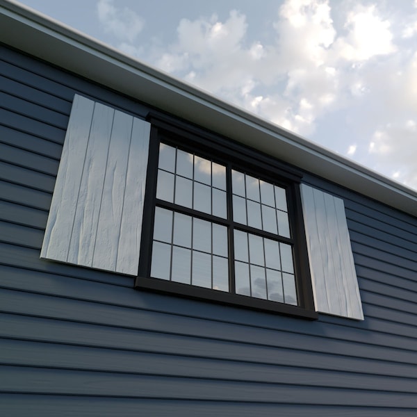 Ekena Millwork Rustic Four Board Joined Board-n-Batten Riverwood Faux Wood Shutters w/No Batten, 22W x 26H, PR - SHUBJN22X26RWPR