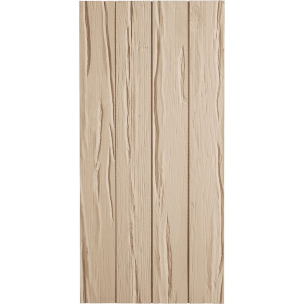 Ekena Millwork Rustic Four Board Joined Board-n-Batten Riverwood Faux Wood Shutters w/No Batten, 22W x 26H, PR - SHUBJN22X26RWPR