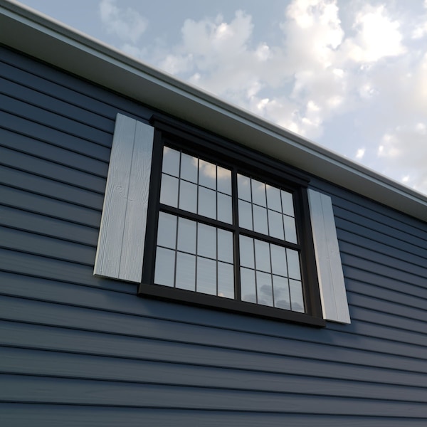 Ekena Millwork Rustic Two Board Joined Board-n-Batten Sandblasted Faux Wood Shutters w/No Batten, 11W x 52H, PR - SHUBJN11X52SDPR