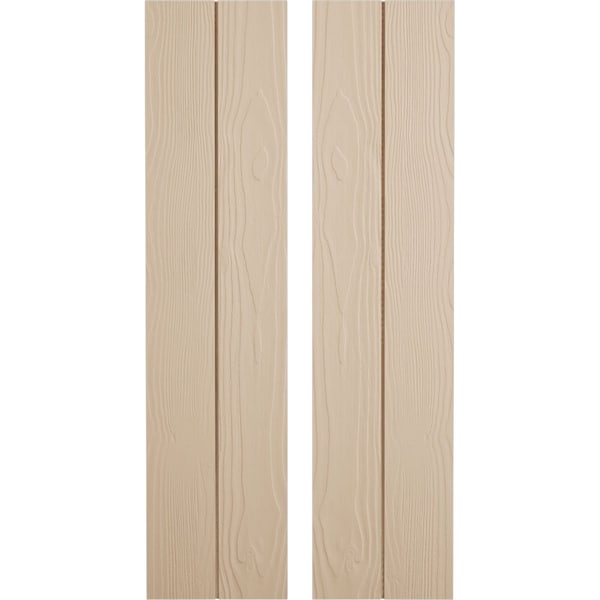Ekena Millwork Rustic Two Board Joined Board-n-Batten Sandblasted Faux Wood Shutters w/No Batten, 11W x 52H, PR - SHUBJN11X52SDPR