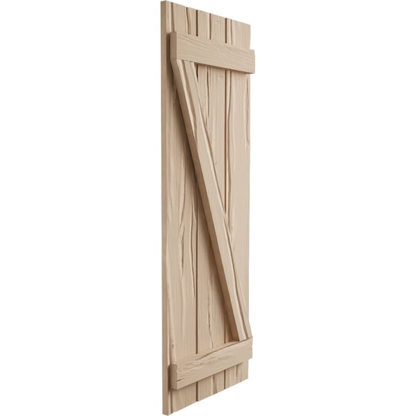 Ekena Millwork Rustic Three Board Joined Board-n-Batten Riverwood Faux Wood Shutters w/Z-Board, 16 1/2W x 32H, PR - SHUBJZ16X32RWPR
