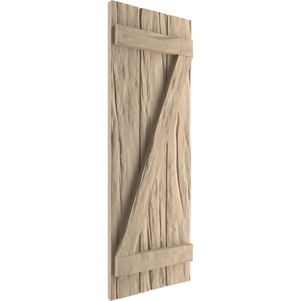 Ekena Millwork Rustic Three Board Joined Board-n-Batten Riverwood Faux Wood Shutters w/Z-Board, 16 1/2W x 32H, PR - SHUBJZ16X32RWPR