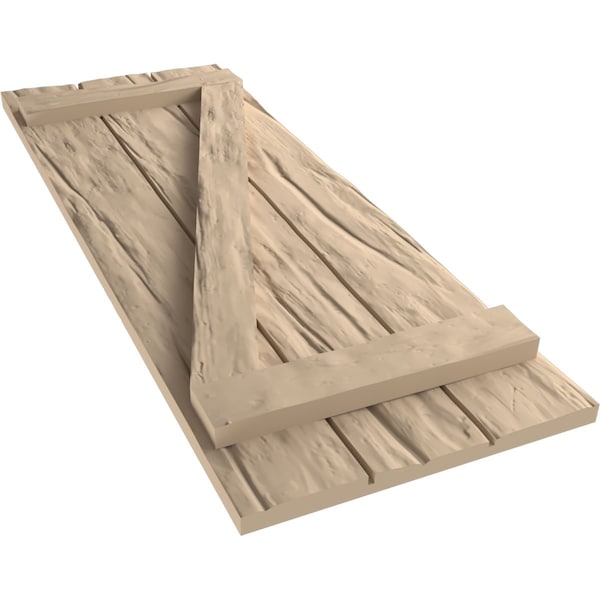 Ekena Millwork Rustic Three Board Joined Board-n-Batten Riverwood Faux Wood Shutters w/Z-Board, 16 1/2W x 32H, PR - SHUBJZ16X32RWPR