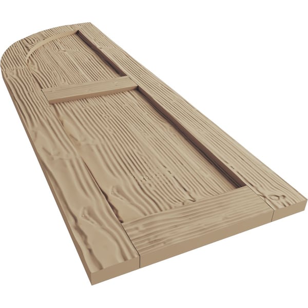 Ekena Millwork Sandblasted 2 Equal Flat Panel w/Quarter Round Arch Top Faux Wood Shutters, 18W x 64H, PR - SHUFPQ18X64SDPR