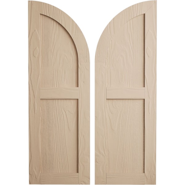 Ekena Millwork Sandblasted 2 Equal Flat Panel w/Quarter Round Arch Top Faux Wood Shutters, 18W x 64H, PR - SHUFPQ18X64SDPR