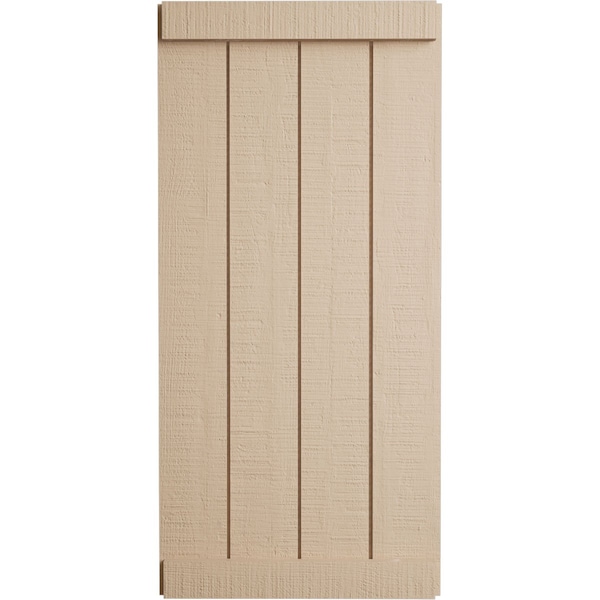 Ekena Millwork Rustic Four Board Joined Board-n-Batten Rough Cedar Faux Wood Shutters w/End Batten, 22W x 80H, PR - SHUBJE22X80RCPR