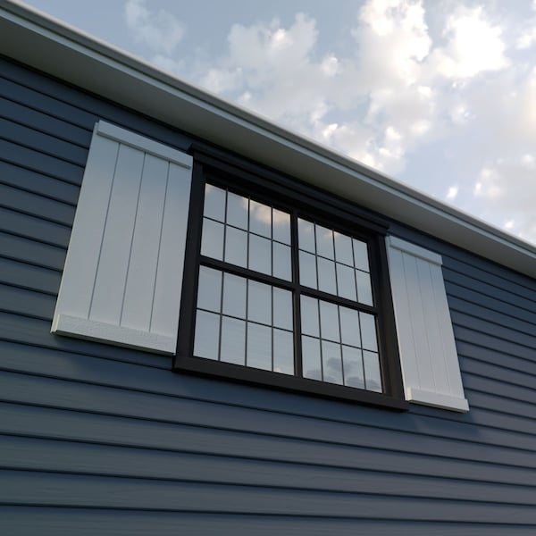 Ekena Millwork Rustic Four Board Joined Board-n-Batten Rough Cedar Faux Wood Shutters w/End Batten, 22W x 80H, PR - SHUBJE22X80RCPR
