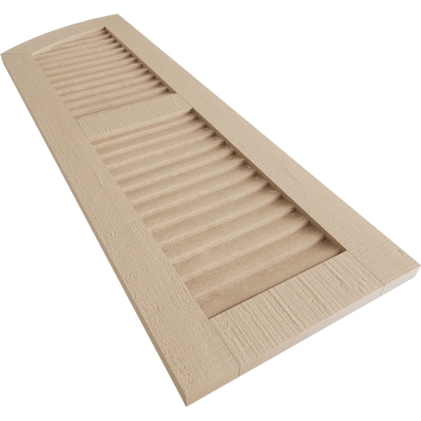 Ekena Millwork Rough Cedar 2 Equal Louver w/Elliptical Top Faux Wood Shutters, 12W x 54H 50 Low Side, PR - SHULVL12X54RCPR
