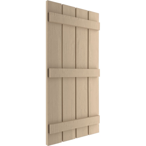 Ekena Millwork Rustic Four Board Spaced Board-n-Batten Rough Cedar Faux Wood Shutters, 23 1/2W x 72H, PR - SHUBSS23X72RCPR
