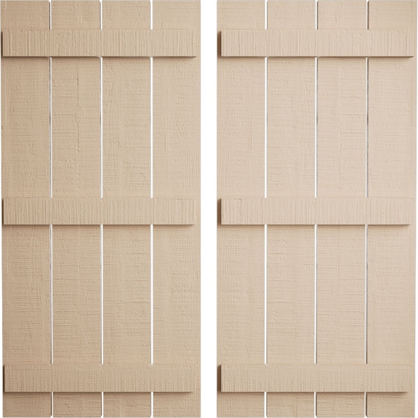 Ekena Millwork Rustic Four Board Spaced Board-n-Batten Rough Cedar Faux Wood Shutters, 23 1/2W x 72H, PR - SHUBSS23X72RCPR