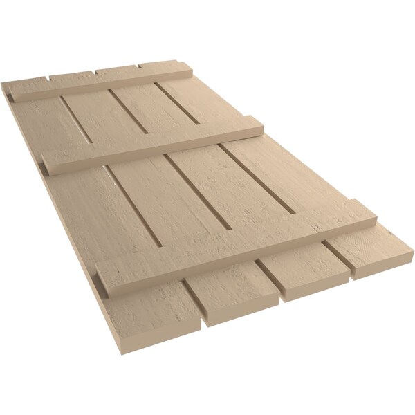 Ekena Millwork Rustic Four Board Spaced Board-n-Batten Rough Cedar Faux Wood Shutters, 23 1/2W x 72H, PR - SHUBSS23X72RCPR