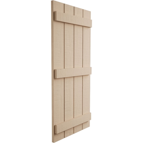 Ekena Millwork Rustic Four Board Spaced Board-n-Batten Rough Cedar Faux Wood Shutters, 23 1/2W x 72H, PR - SHUBSS23X72RCPR
