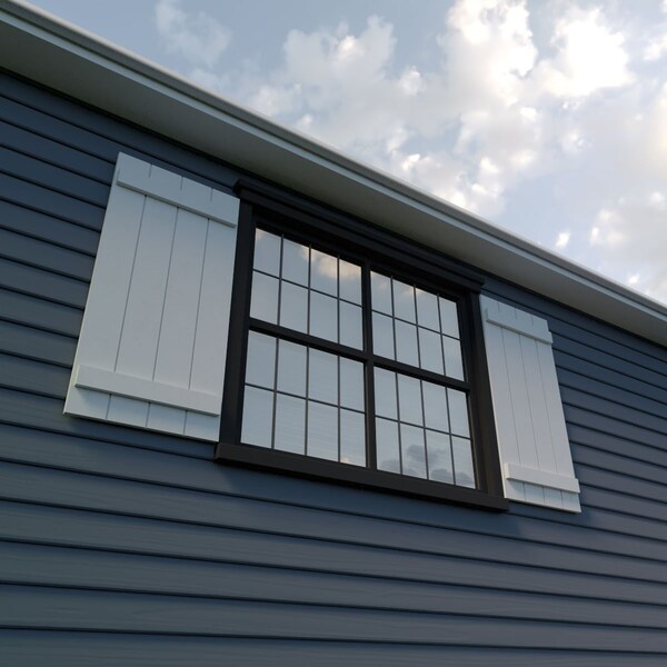 Ekena Millwork Rustic Four Board Joined Board-n-Batten Smooth Faux Wood Shutters (Per Pair), Primed Tan, 22"Wx52"H - SHUBJS22X52SMPR
