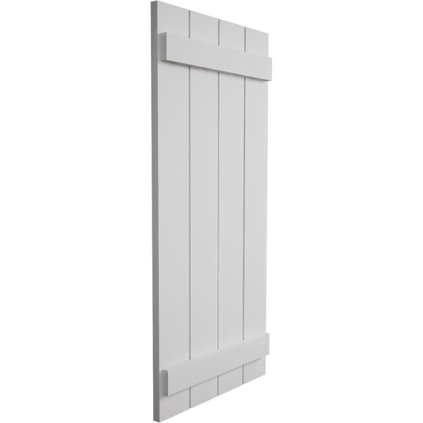 Ekena Millwork Rustic Four Board Joined Board-n-Batten Smooth Faux Wood Shutters (Per Pair), Primed Tan, 22"Wx52"H - SHUBJS22X52SMPR