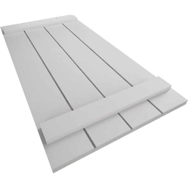 Ekena Millwork Rustic Four Board Joined Board-n-Batten Smooth Faux Wood Shutters (Per Pair), Primed Tan, 22"Wx52"H - SHUBJS22X52SMPR